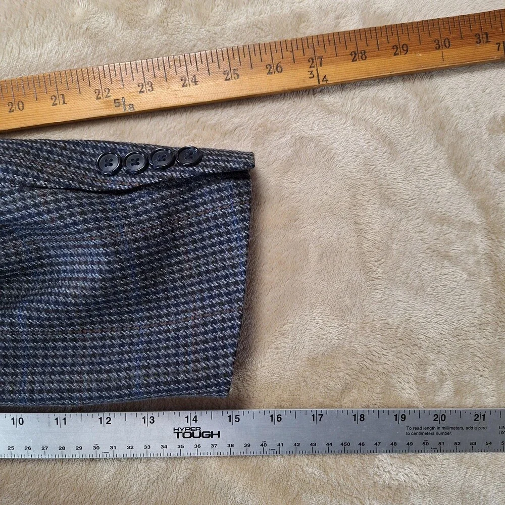 Club Room Blazer Sport Coat Mens 46L Gray Wool Cashmere Houndstooth 2 Button
